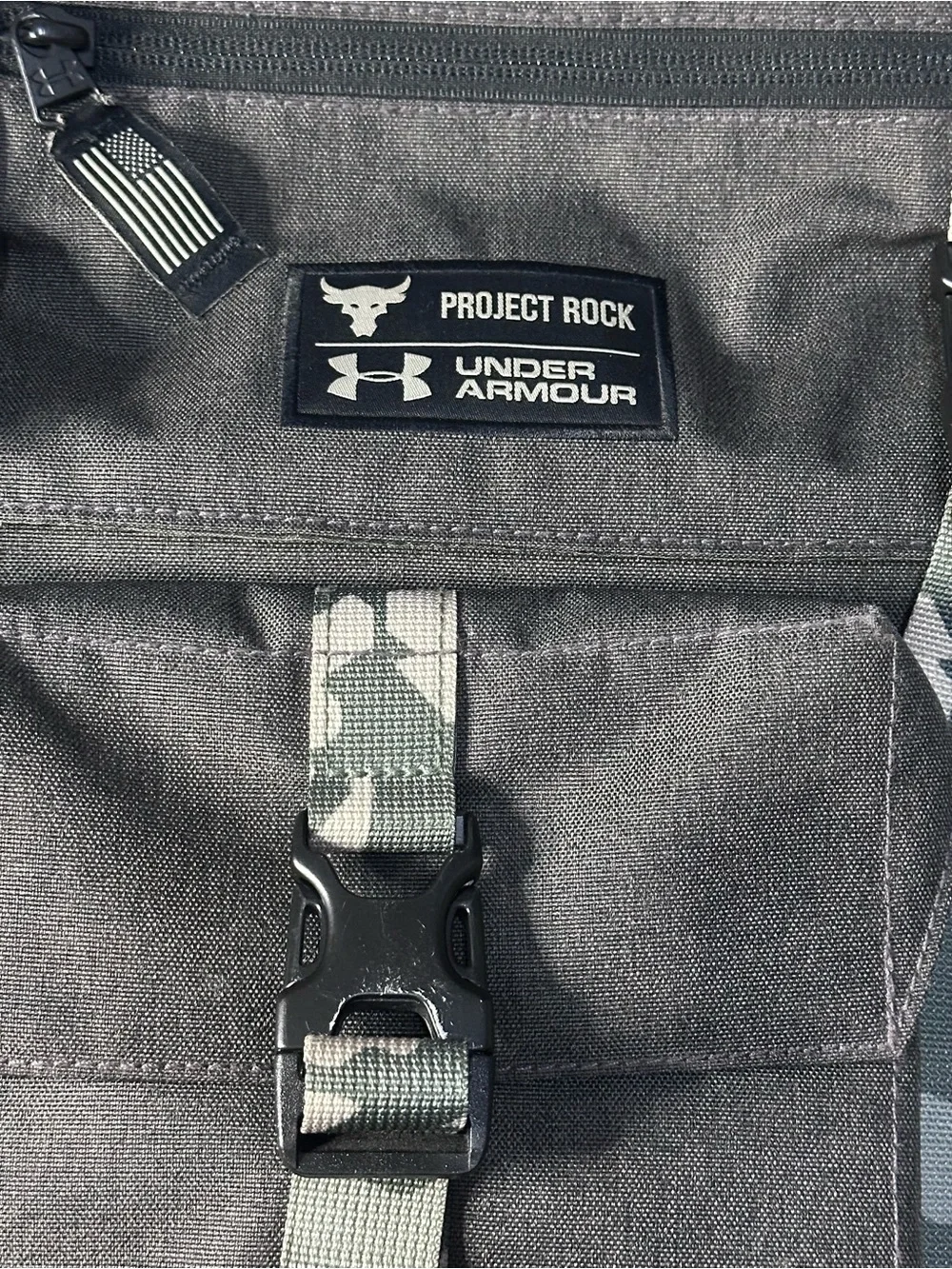 Under Armour Project Rock Men's Black with Gray Camo Accent Backpack
